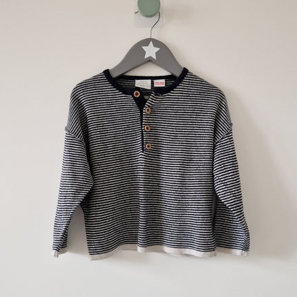 T-shirt ML Zara rayé bleu  - 92 cm