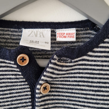 T-shirt ML Zara rayé bleu  - 92 cm