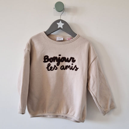 Sweat Zara "Bonjour les Amis" - 98 cm