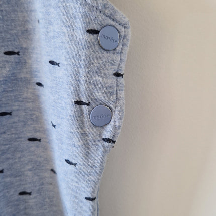 Ensemble Salopette+T-shirt ML Marèse bleu - 67 cm