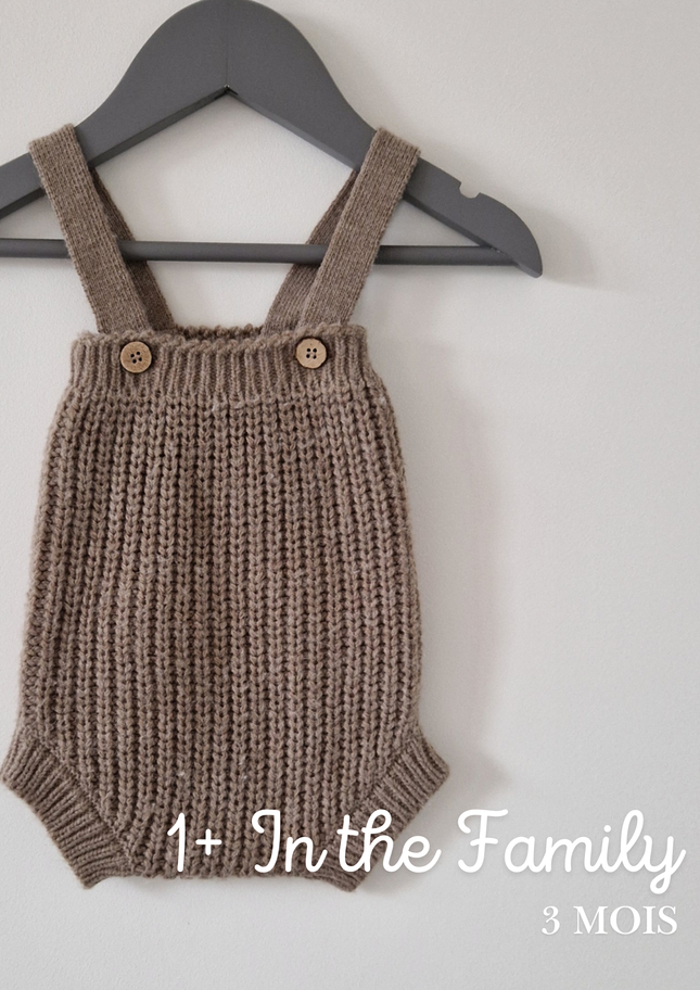 Barboteuse 1+ in the Family maille marron - 3 mois