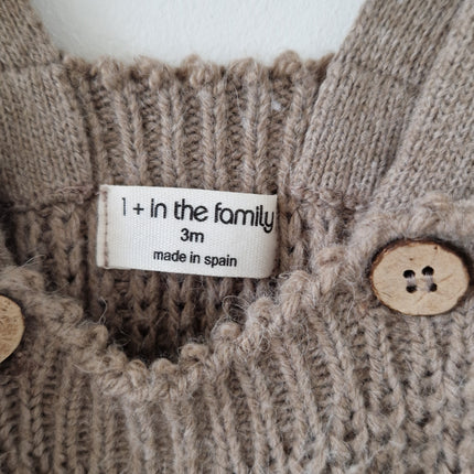 Barboteuse 1+ in the Family maille marron - 3 mois