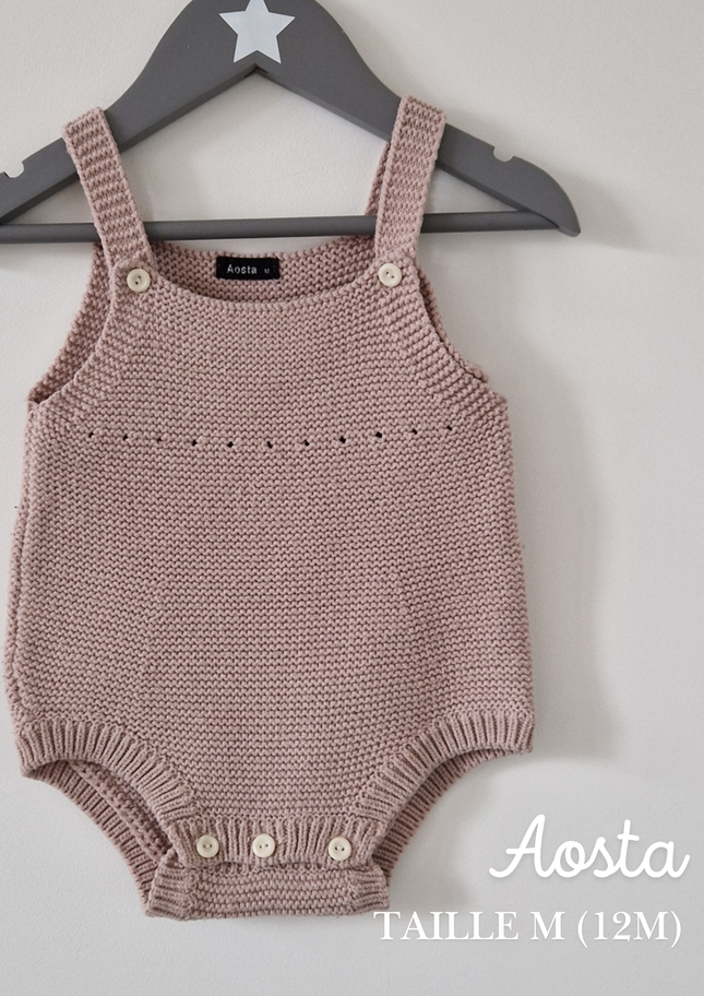 Barboteuse Aosta maille beige - Taille M (74cm)