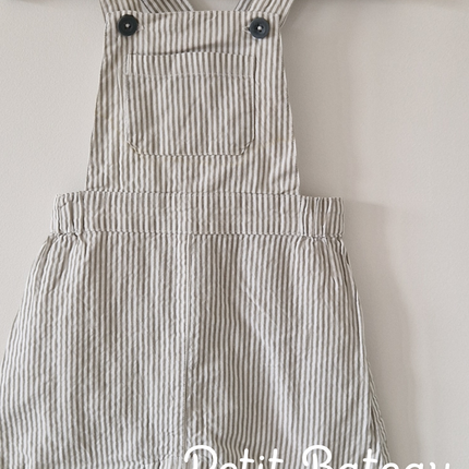 Salopette courte Petit Bateau rayé - 74 cm