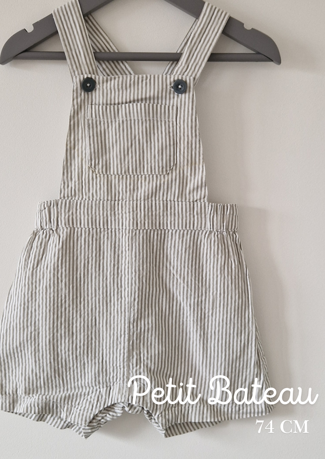 Salopette courte Petit Bateau rayé - 74 cm