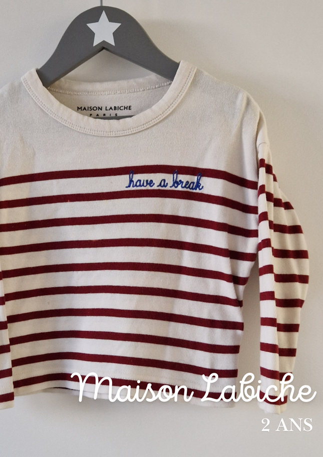 T-shirt ML Maison Labiche marinière - 2 ans