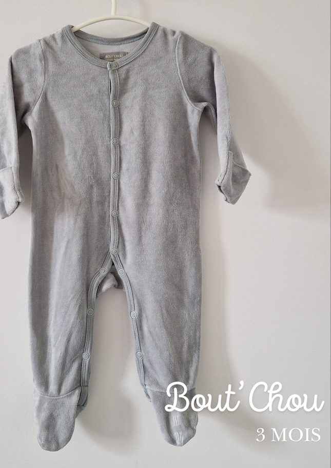 Grenouillère Bout'Chou gris - 3 mois