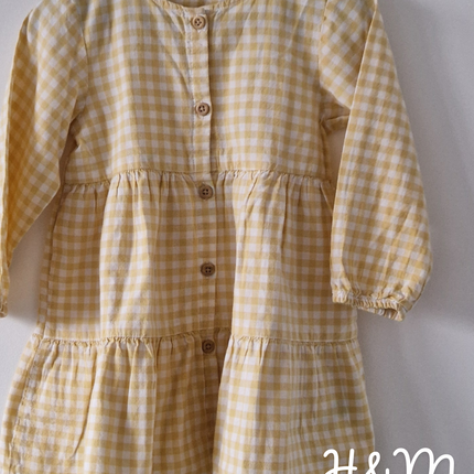 Robe H&M vichy jaune - 92 cm