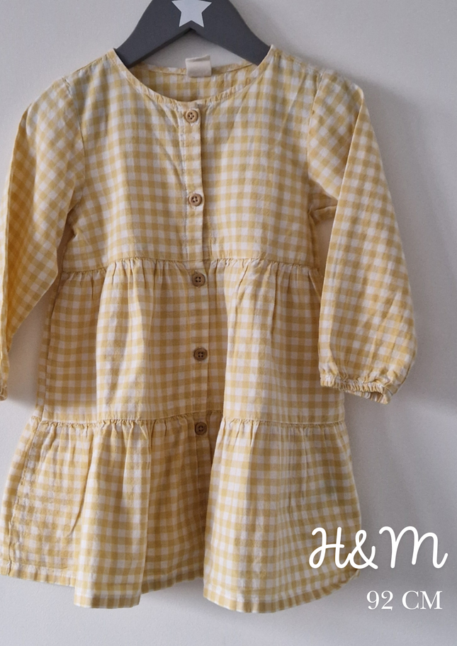 Robe H&M vichy jaune - 92 cm