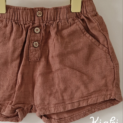 Short Kiabi lin marron -  74 cm
