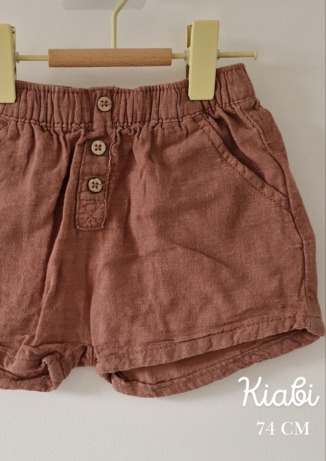 Short Kiabi lin marron -  74 cm