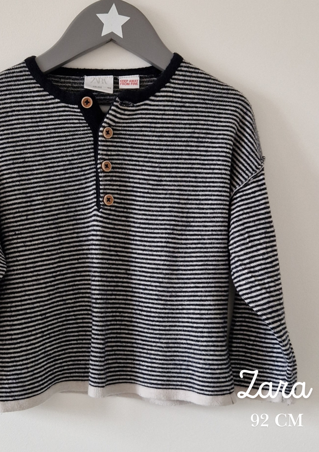 T-shirt ML Zara rayé bleu  - 92 cm