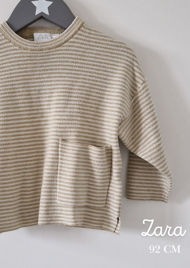 T-shirt ML Zara rayé beige - 92 cm