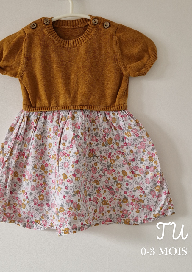 Robe TU fleurie - 0/3 mois