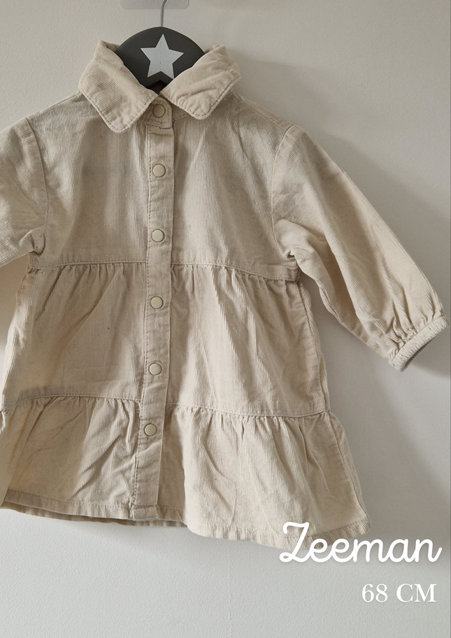 Robe Zeeman beige/crème velours côtelé - 68 cm