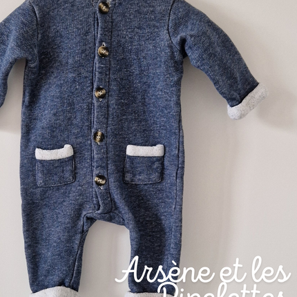 Combinaison Arsène et les Pipelettes bleu - 3 mois