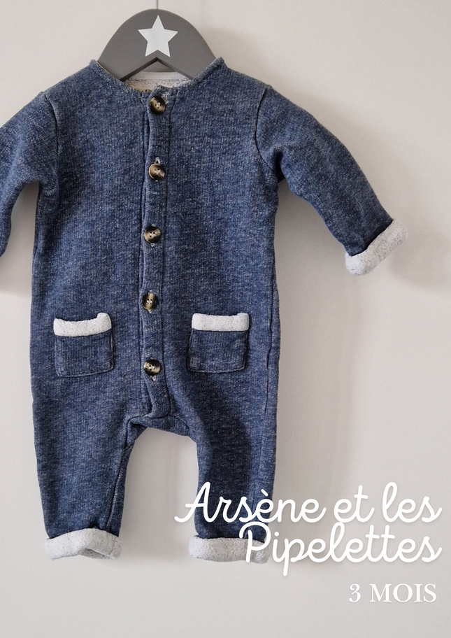 Combinaison Arsène et les Pipelettes bleu - 3 mois